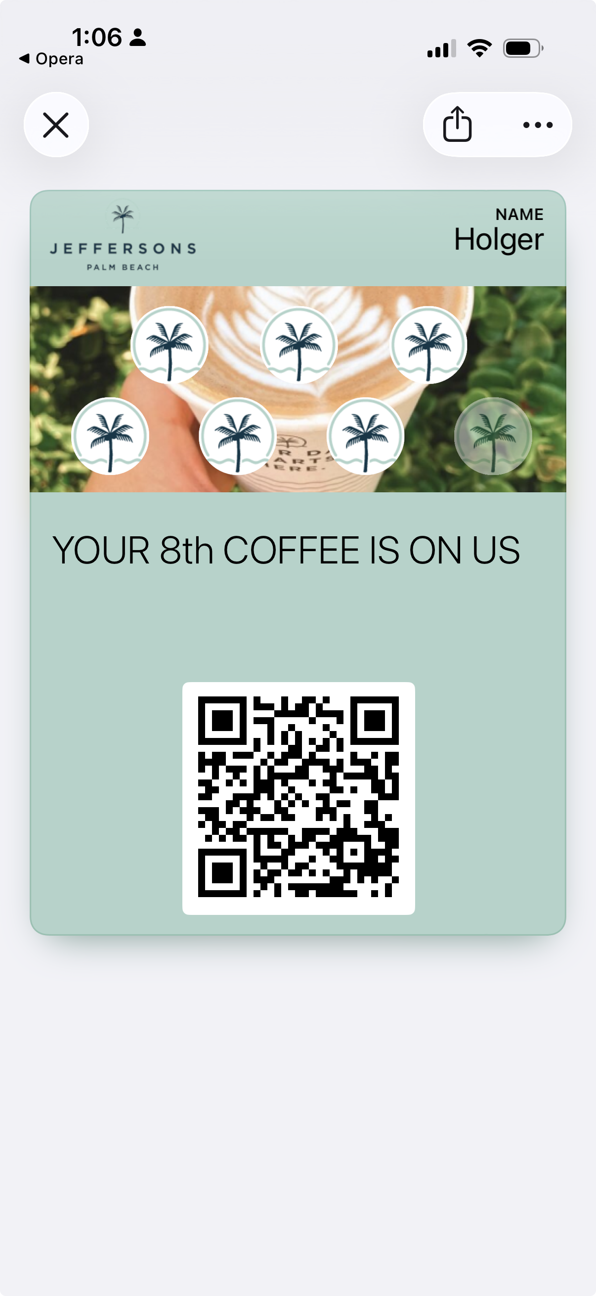 Jeffersons Palm Beach digital stamp card